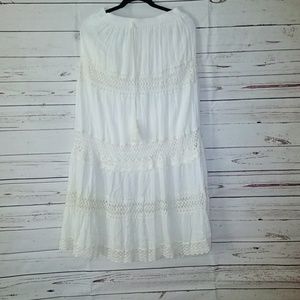Off white/cream color lomg boho skirt.